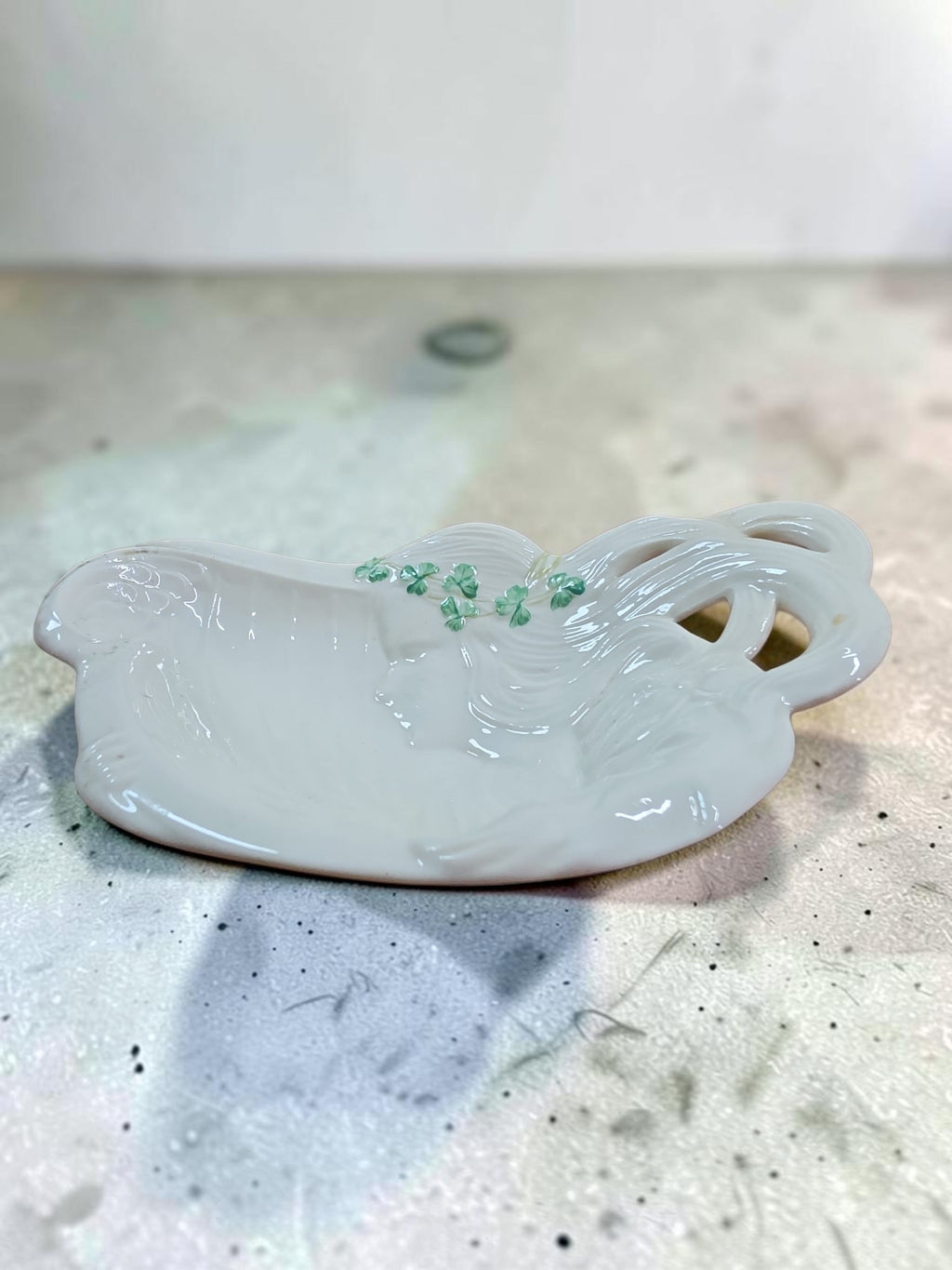 Belleek Irish Harp Butter Plate