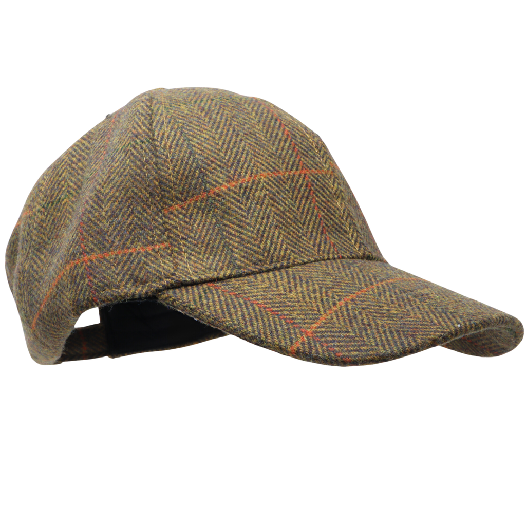 Herringbone Tweed Baseball Cap with Self-Coloured Peak.