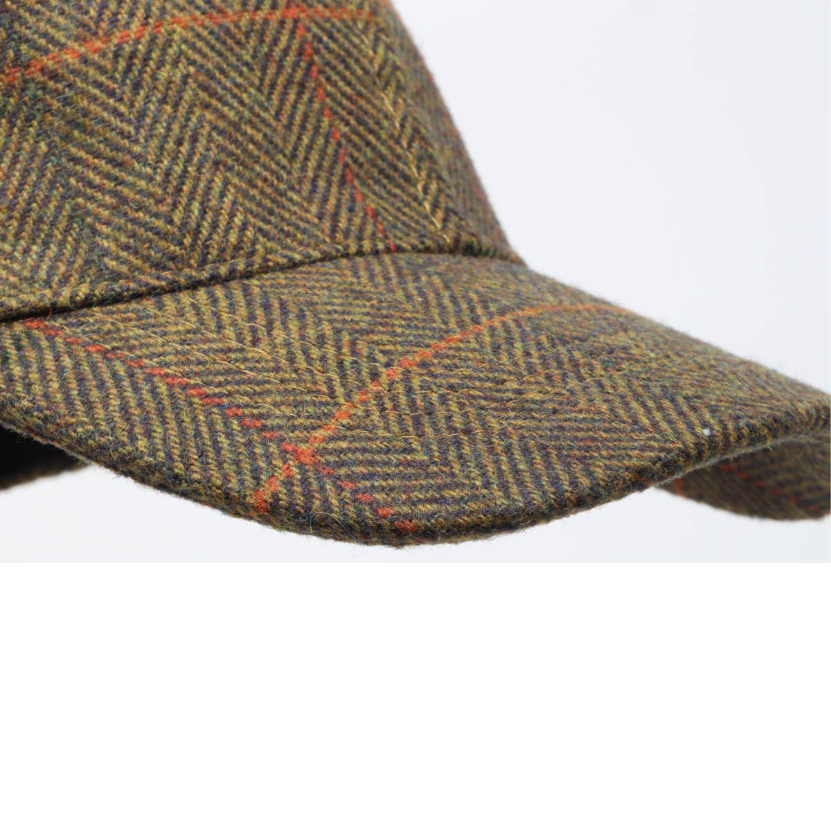 Herringbone Tweed Baseball Cap with Self-Coloured Peak.
