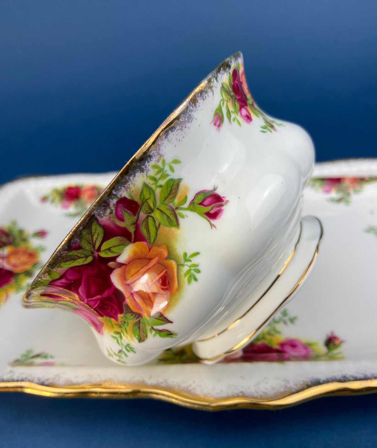 Royal Albert Old Country Roses Breakfast Set, Creamer, Sugar Bowl, Vase, Made in England