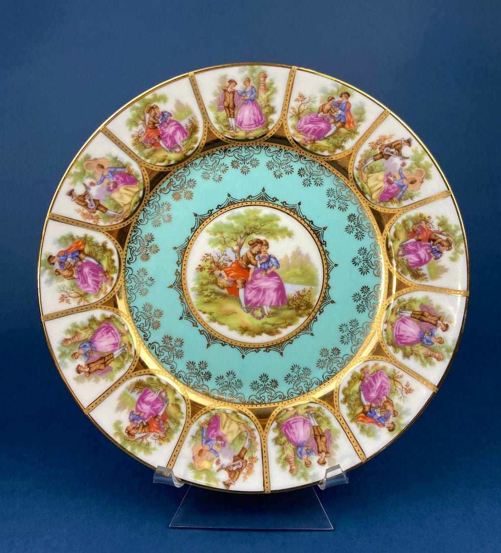 Vintage Fragonard Porcelain Footed Cake Stand, Bavaria OTCO, Collectible