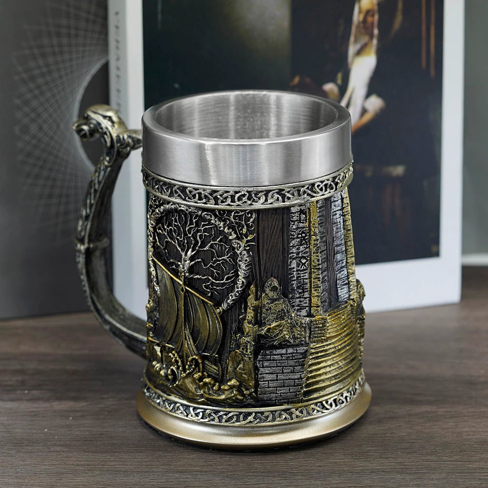 Viking Valhalla Storm Heavy Stainless Steel Tankard Mug