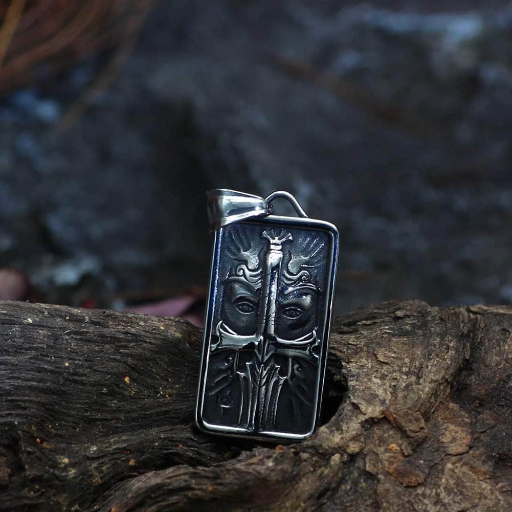 Vikings Odin's Face Stainless Steel Amulet Necklace