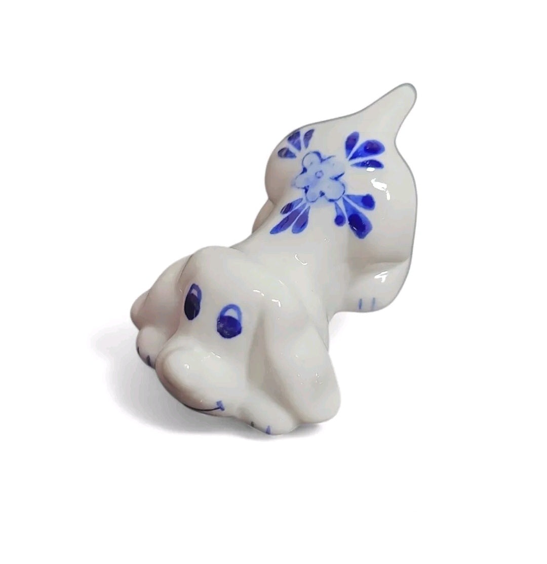 Delft Blue Hand-painted Miniature Dog