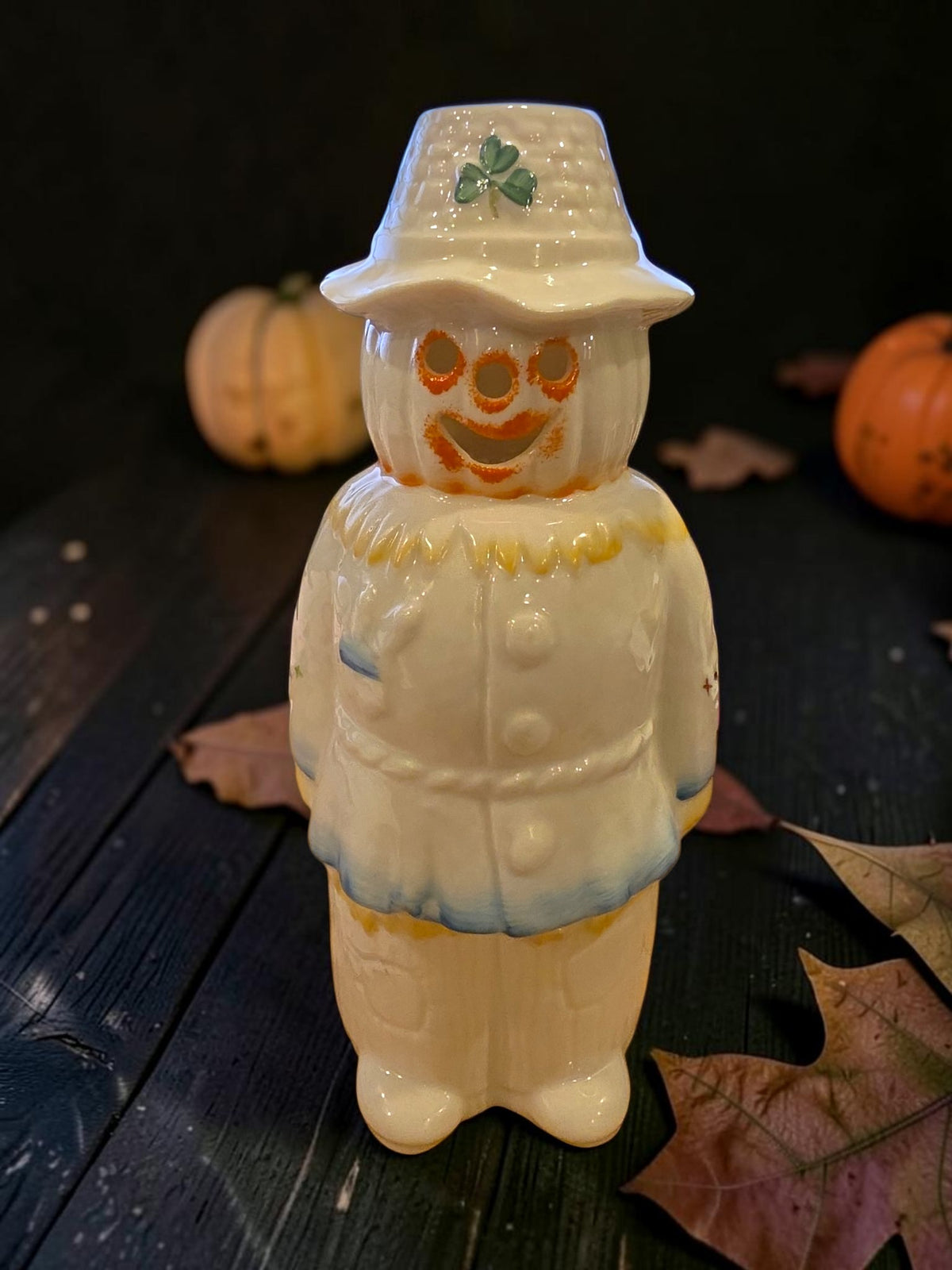Belleek Scarecrow Votive Candle Holder – Irish Fall Figurine