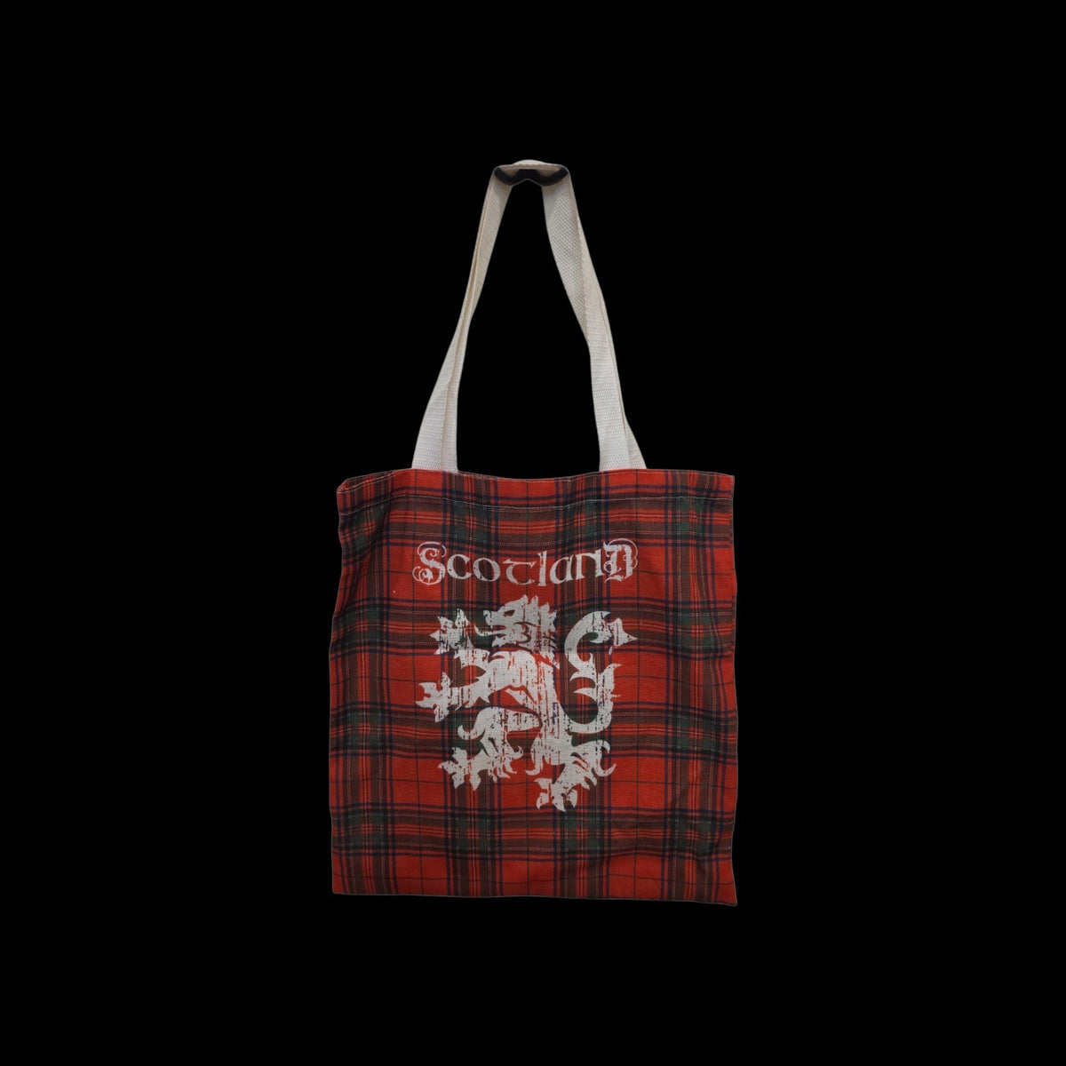 Scotland Red Tartan Tote Bag | Scottish Lion Rampant Plaid Shopping Tote