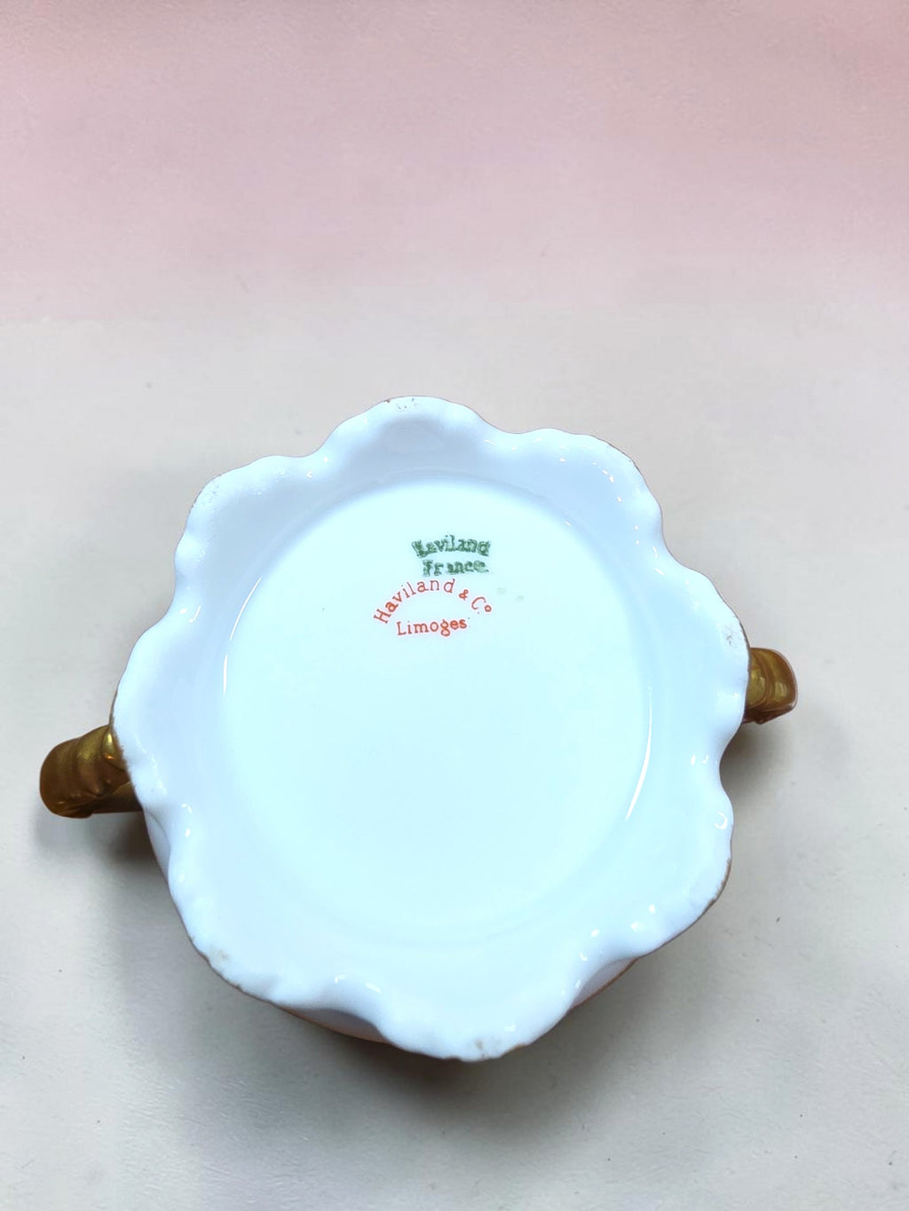 Vintage Haviland Limoges Floral Sugar Bowl with Lid Gold Gilt France Porcelain