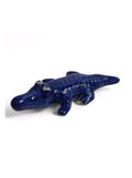 Miniature Blue Glazed Alligator Figurine