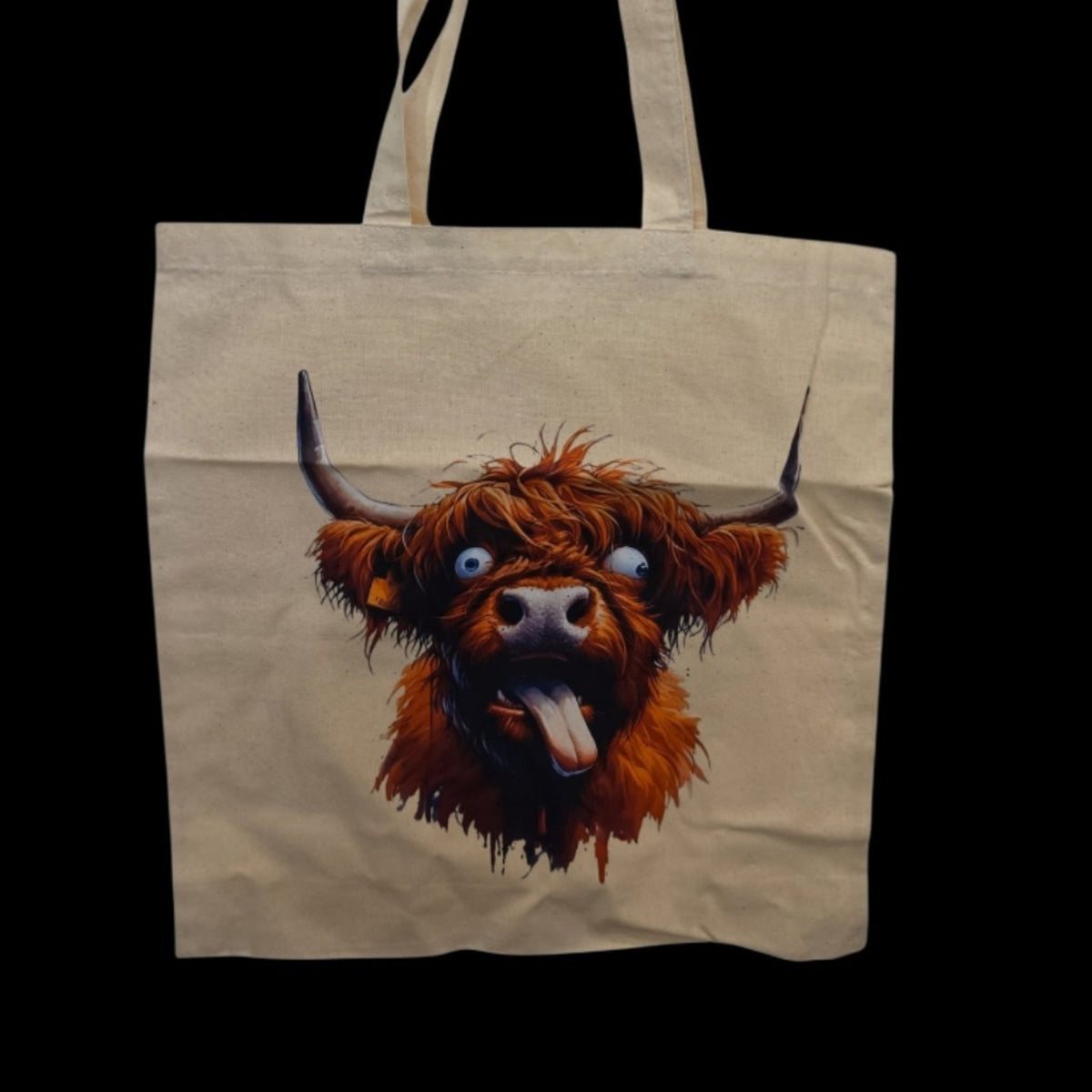 Crazy Highland Coo Tote Bag | Funny Scottish Cow Canvas Shopping Tote