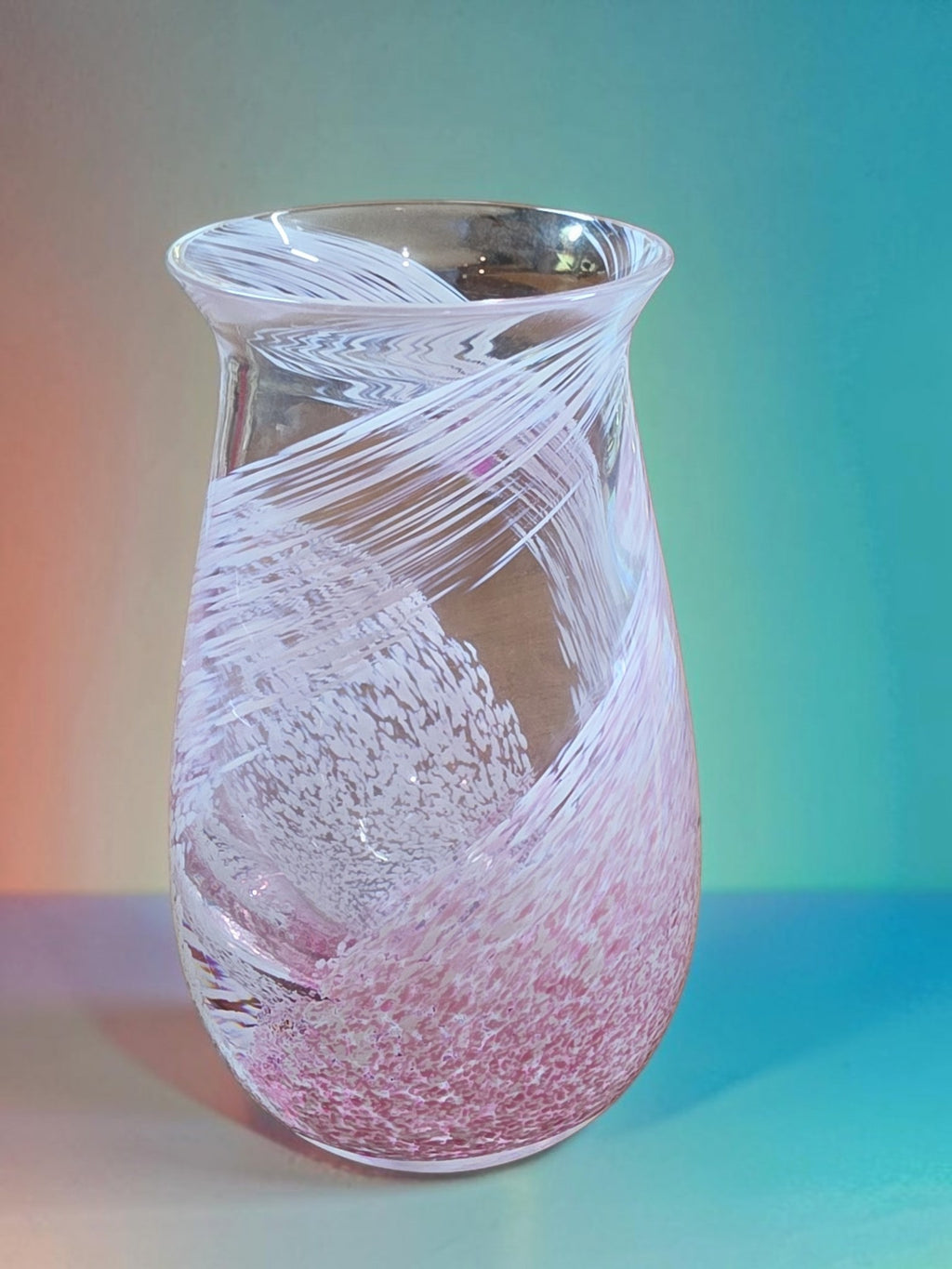 Caithness Glass Pink Swirl Art Glass 4.5" Vase Handmade in Scotland
