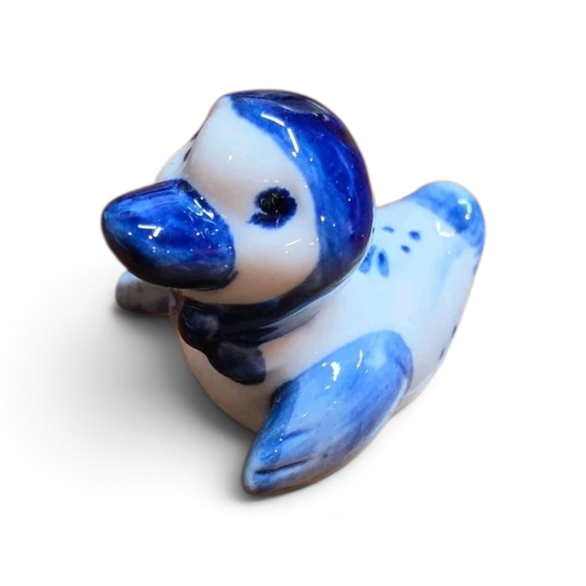 Delft Blue Miniature Ceramic Duck Figurine Hand Painted Pottery
