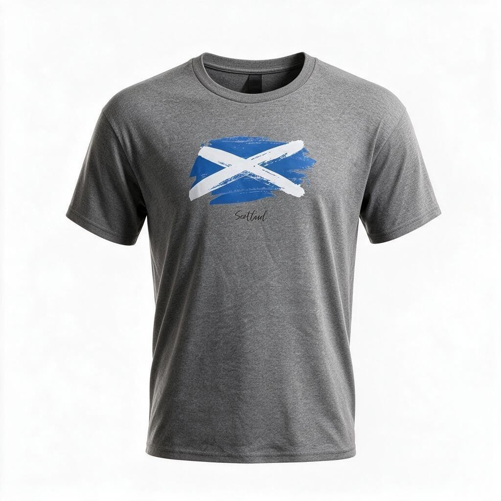 Scotland Saltire Flag Graphic T-Shirt | Heather Gray Scottish Pride Tee