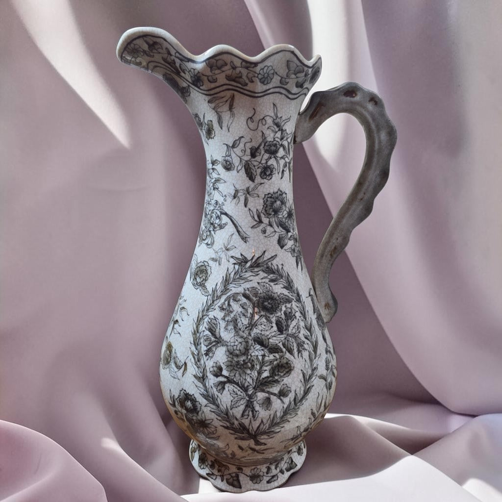 Decorative Floral Ceramic 12" Pitcher