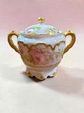 Vintage Haviland Limoges Floral Sugar Bowl with Lid Gold Gilt France Porcelain