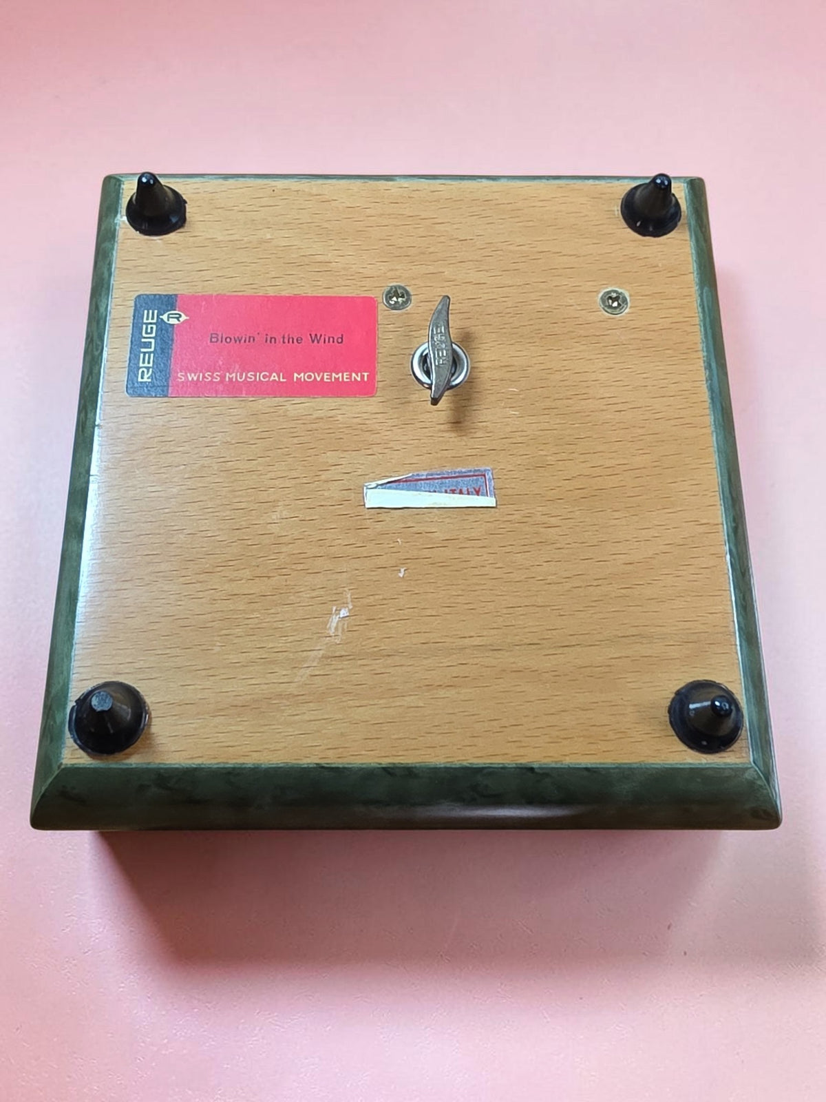 Vintage Reuge Swiss Musical Jewelry Box – “Blowin’ in the Wind” Music Box with Floral Inlay