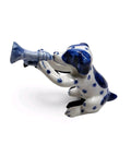 Delft Blue Hand-painted Miniature Dog Playing Trumpet