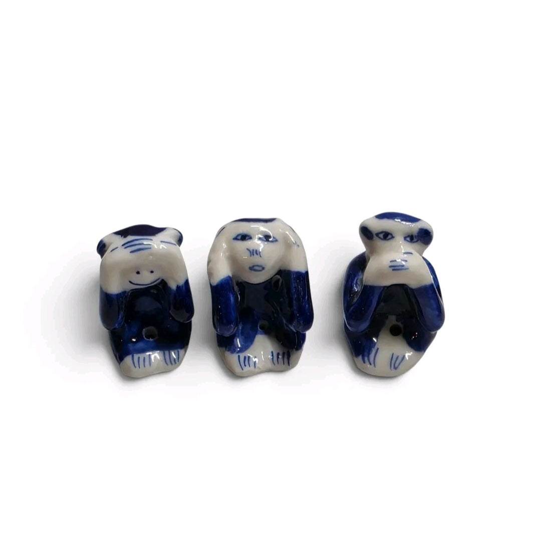 Delft Blue Monkeys See No, Hear, No and Speak No Evil