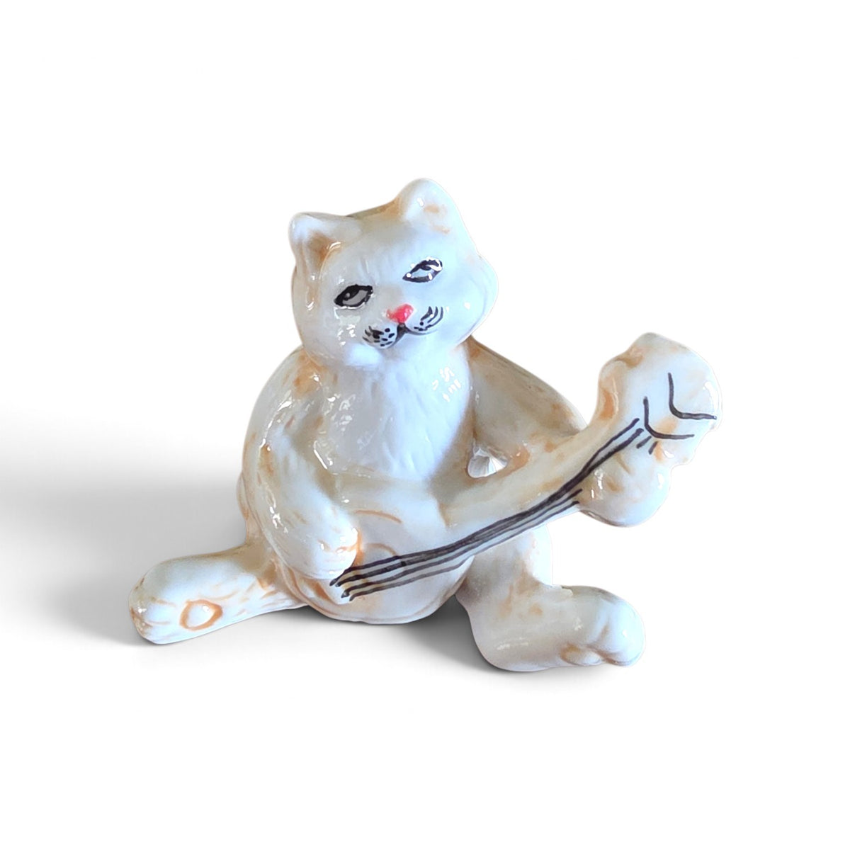 Hand-painted Miniature Cat Playing Banjo
